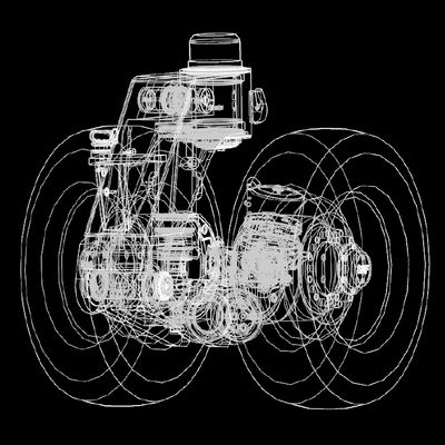 3D-Modell im Stil einer technischen Zeichnung der DOLL tera axis technology